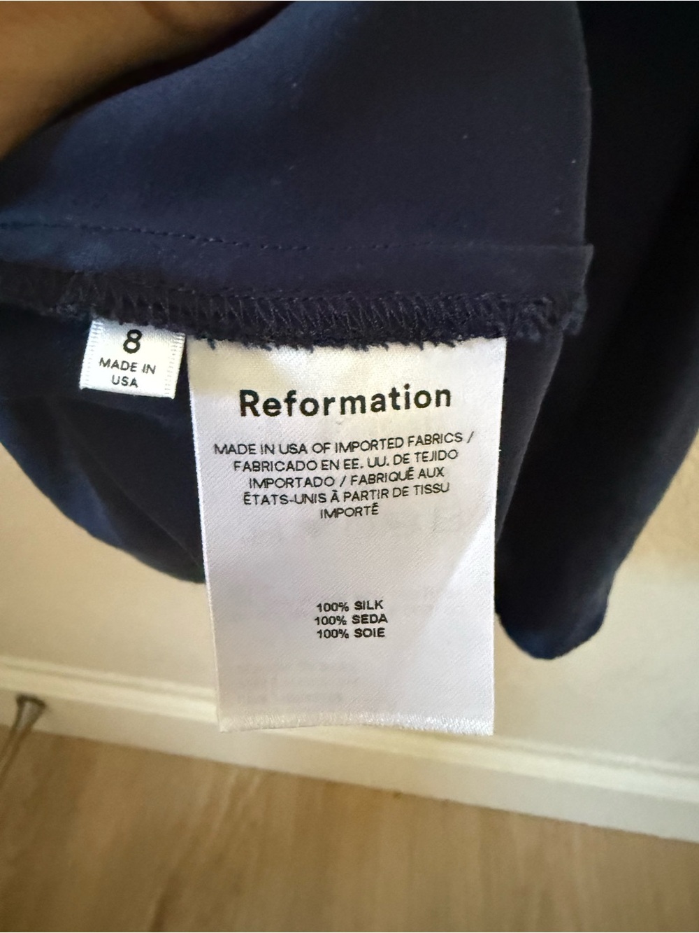 Reformation Navy Satin Veida dress - Picture 6 of 9